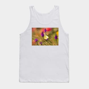 Yellow butterfly on purple flowers Tank Top